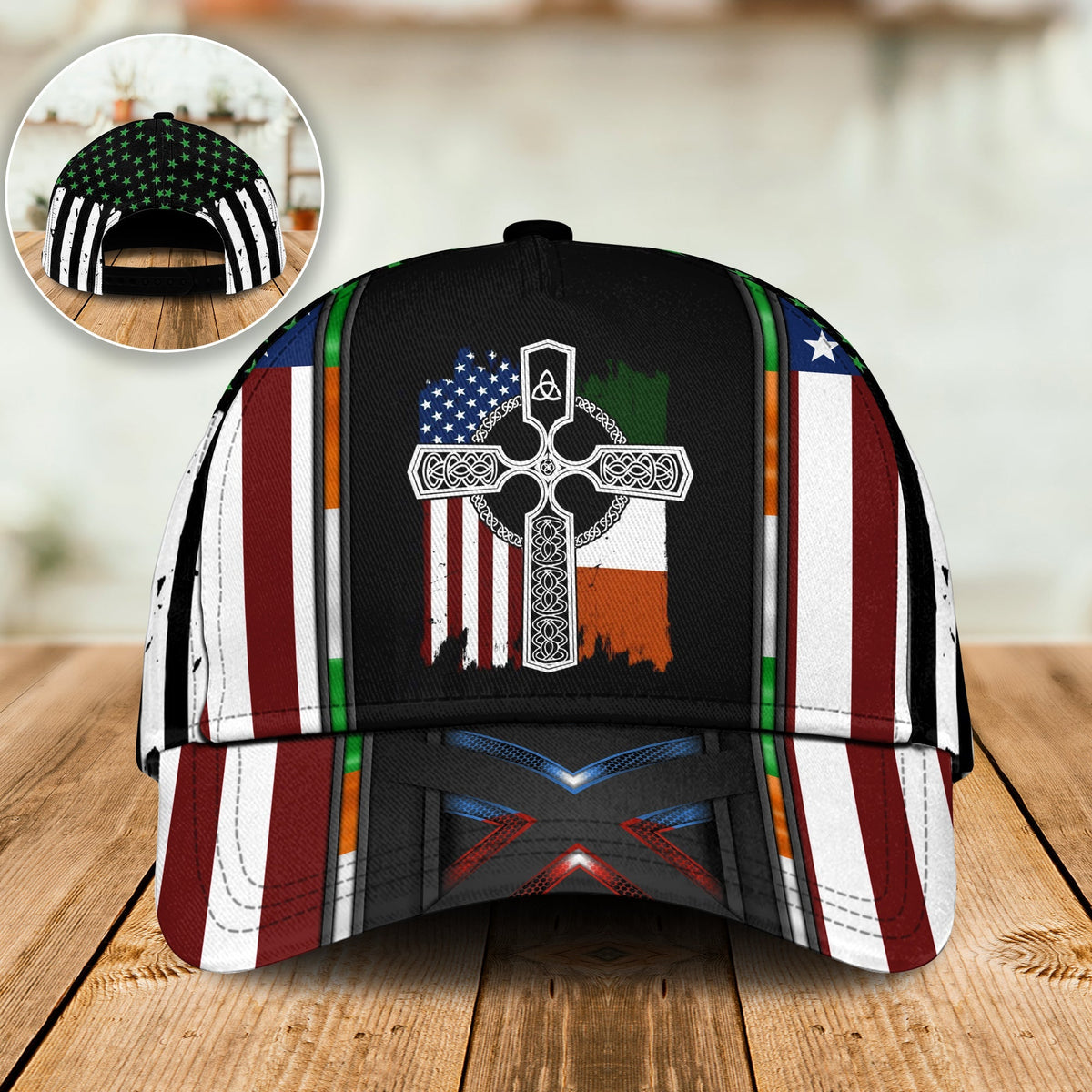 Irish American Flag Cross Classic Cap For Festivals Holidays And Comfortable Everyday Wear