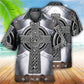 Irish Celtic Armor Metal Hawaiian Shirt Pattern Detail For Vacation Travel And Daily Wear