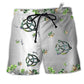 Irish Clover Metal Style Hawaiian Print Beach Shorts For Warm Weather Trips And Everyday Use
