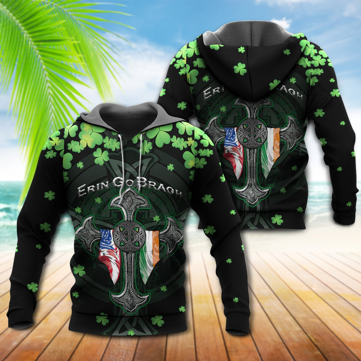 Irish Erin Go Bragh Clover Flag Hoodie For Weekend Trips Relaxed Outfits And Thoughtful Gifting