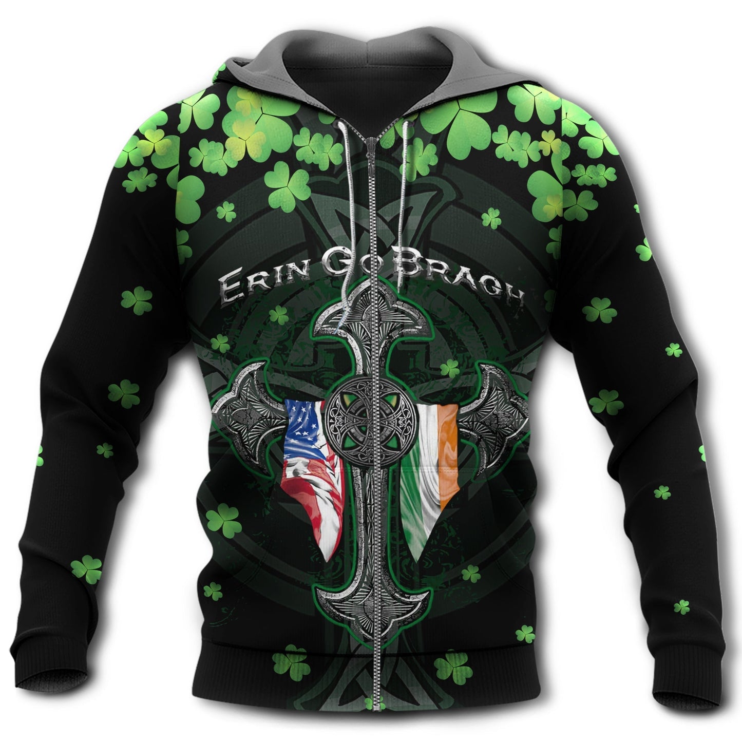 Irish Erin Go Bragh Clover Flag Hoodie For Weekend Trips Relaxed Outfits And Thoughtful Gifting