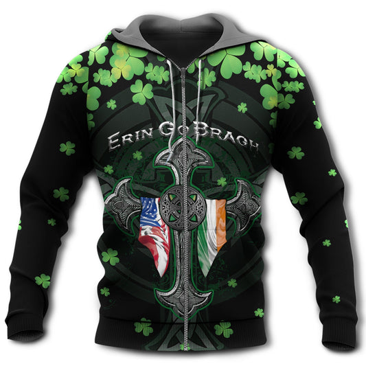 Irish Erin Go Bragh Clover Flag Hoodie For Weekend Trips Relaxed Outfits And Thoughtful Gifting