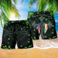 Irish Clover Flag Green Beach Shorts Design Detail For Resort And Beach Day Style