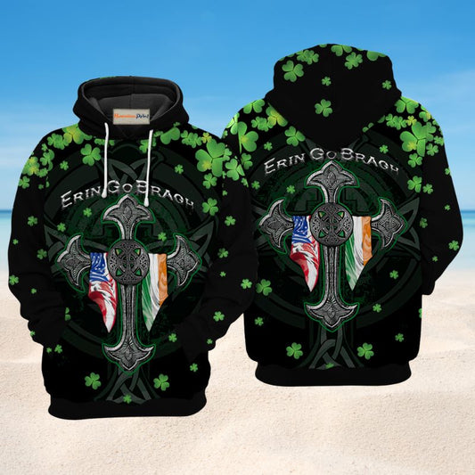 Irish Heritage Clover Flag Hoodie For Casual Street Style Travel And Daily Comfort