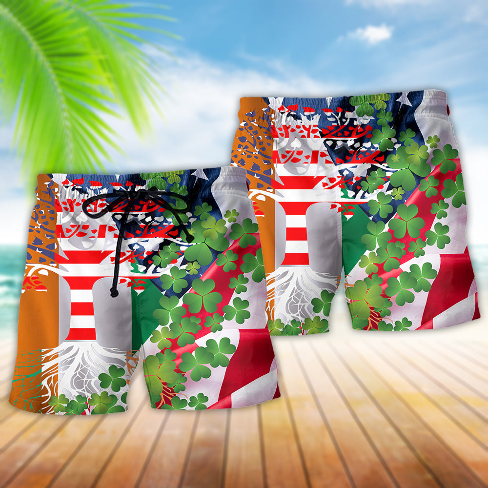 Irish Heritage Independence Beach Shorts Pattern View For Vacation Travel And Outdoor Fun