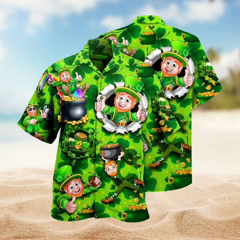 Irish Creative Pattern Hawaiian Shirt For Resort Trips, Coastal Parties, And Warm Weather Style