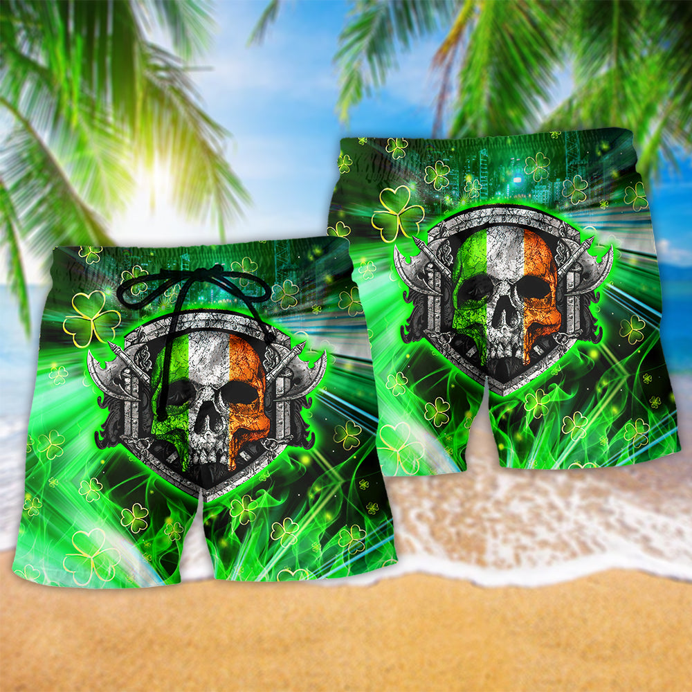 Green Irish Beach Shorts Pattern Detail For Outdoor Activities And Everyday Comfort