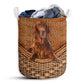 Irish Setter Dog Rattan Texture Laundry Basket For Bathroom Bedroom Storage