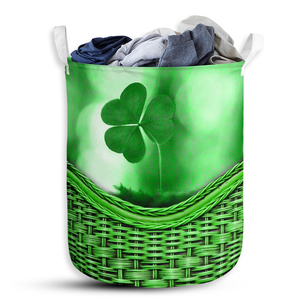 Irish Shamrock Rattan Texture Laundry Basket For Bathroom Bedroom Storage