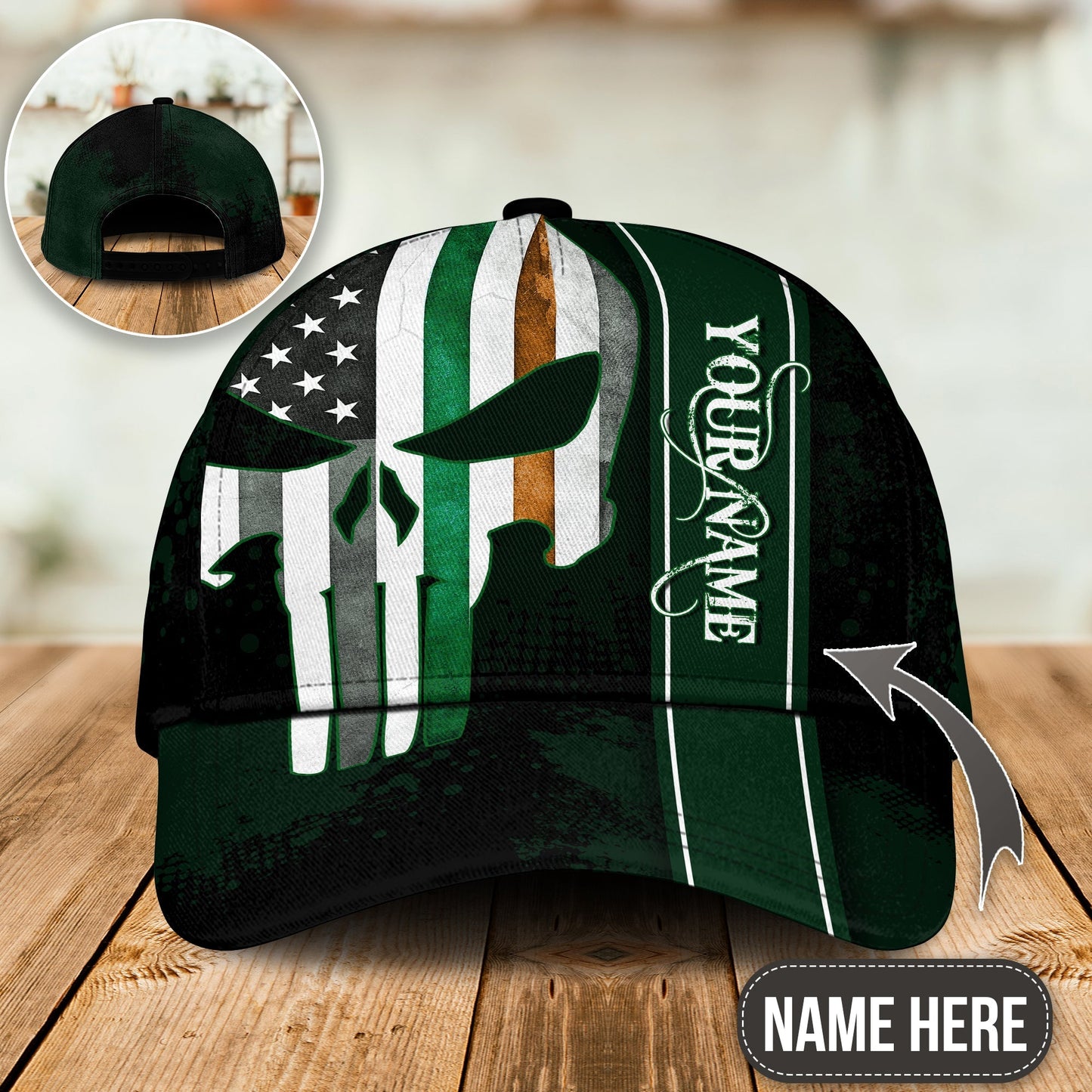 Irish Skull Green Personalized Classic Cap For Casual Adventures Parties And Seasonal Styling