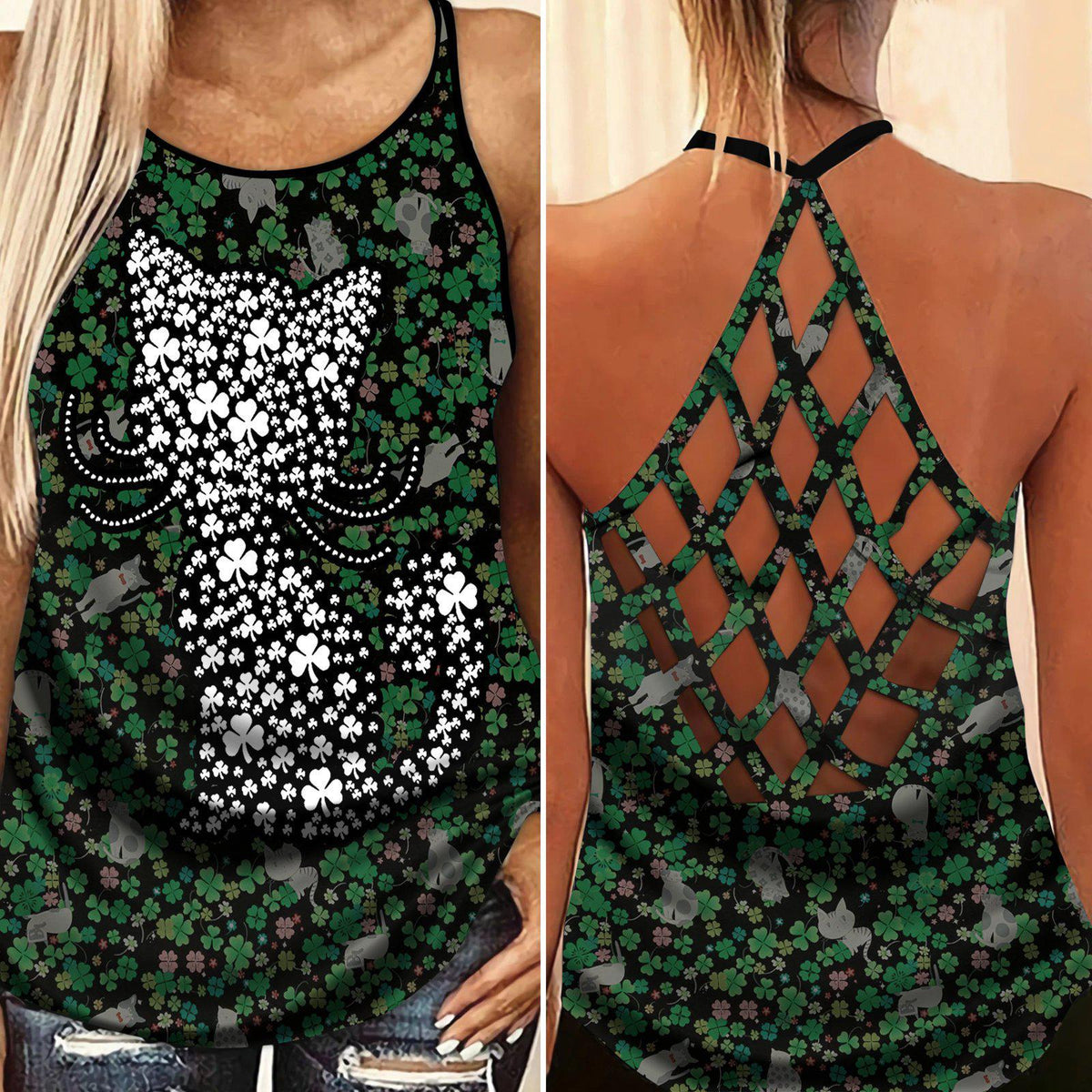 Irish Strength Hollow Tank Top For Yoga Practice And Vacation Outfits