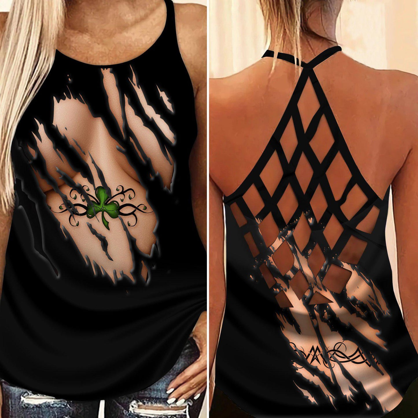Irish Very Sexy Hollow Tank Top For Yoga Workouts And Casual Wear