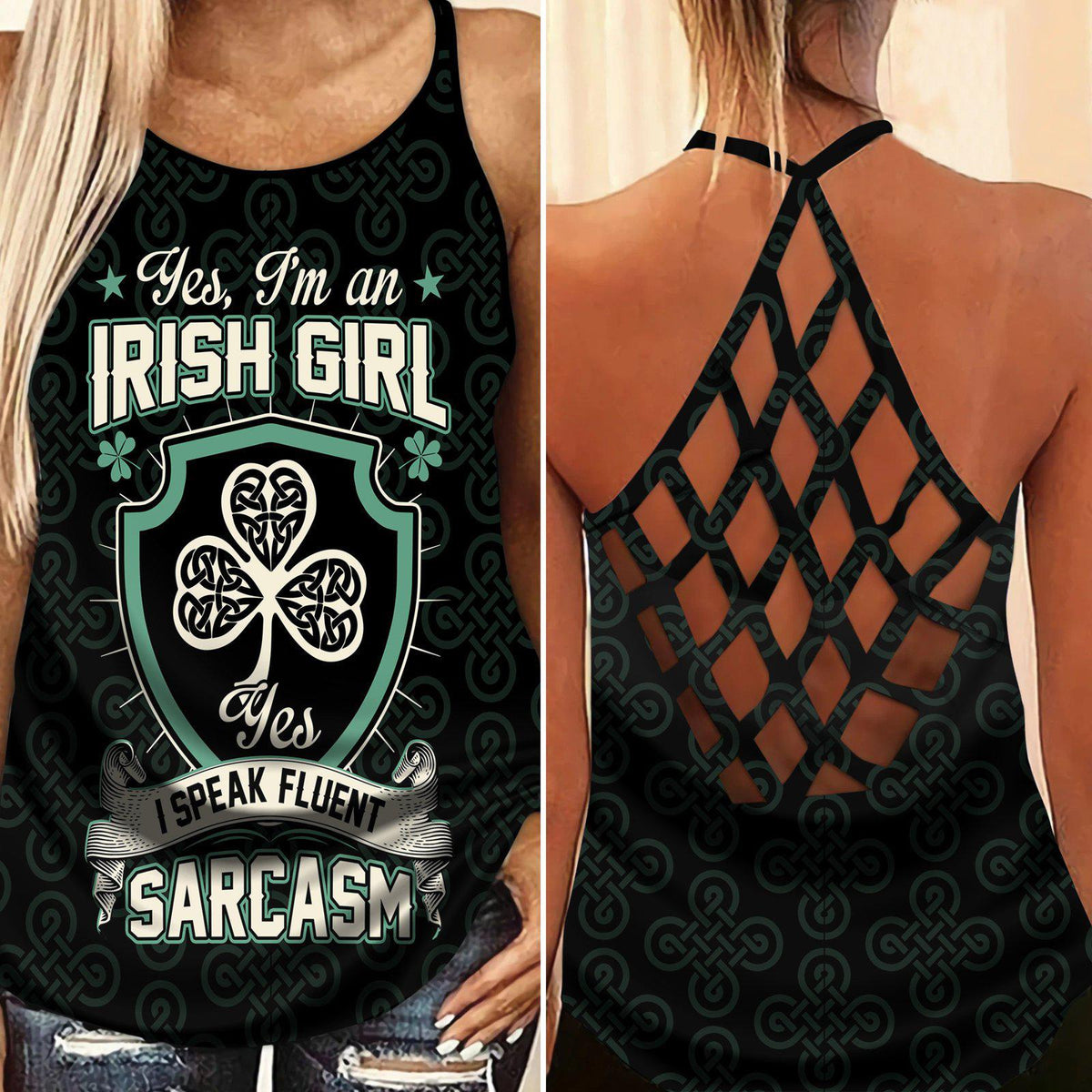 Irish Strength Hollow Tank Top For Yoga Workouts And Casual Wear