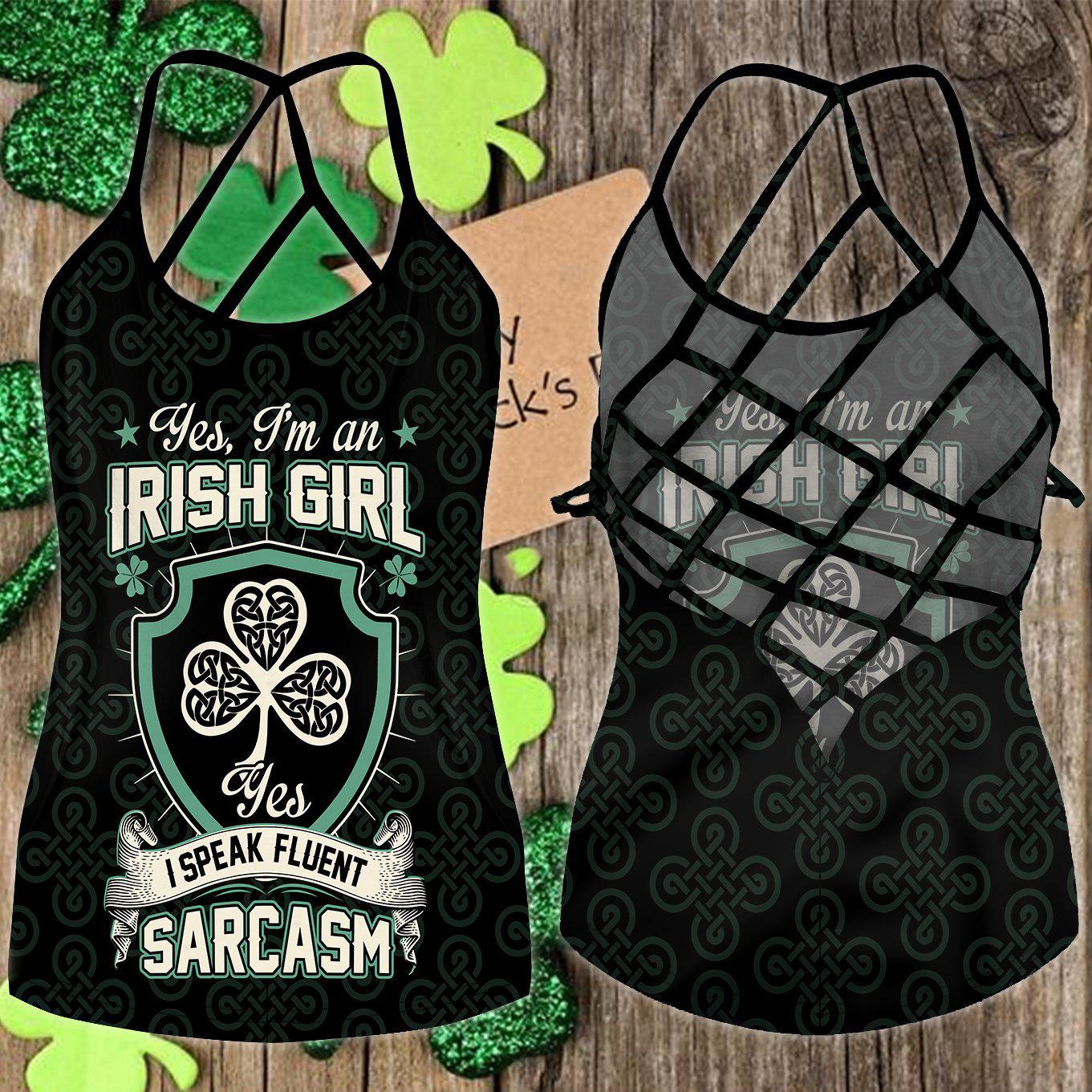 Irish Strength Hollow Tank Top For Yoga Workouts And Casual Wear