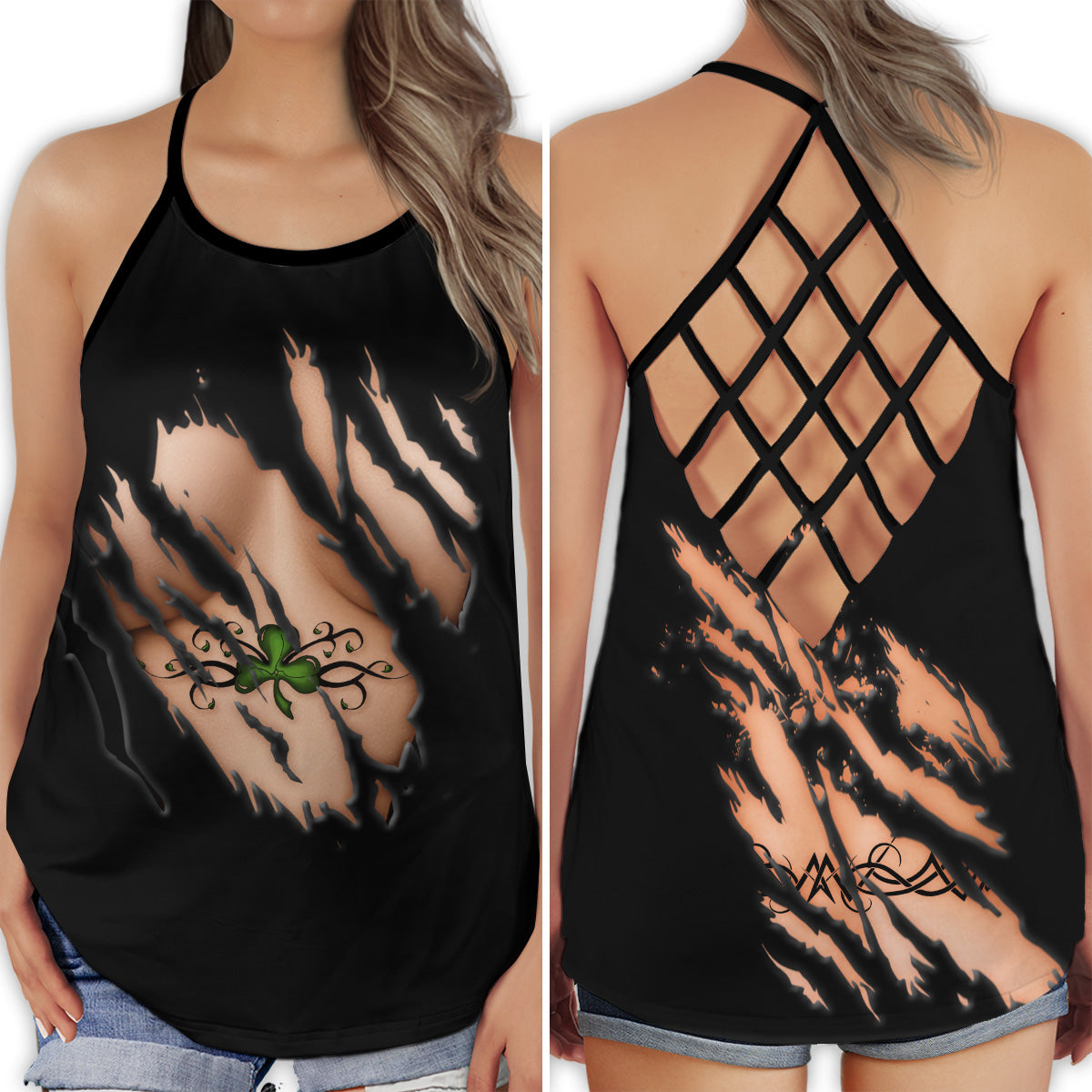 Irish Classic Hollow Tank Top For Yoga Workouts And Casual Wear