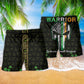 Green Leaf Irish Warrior Beach Shorts Pattern Detail For Tropical Escapes And Everyday Comfort