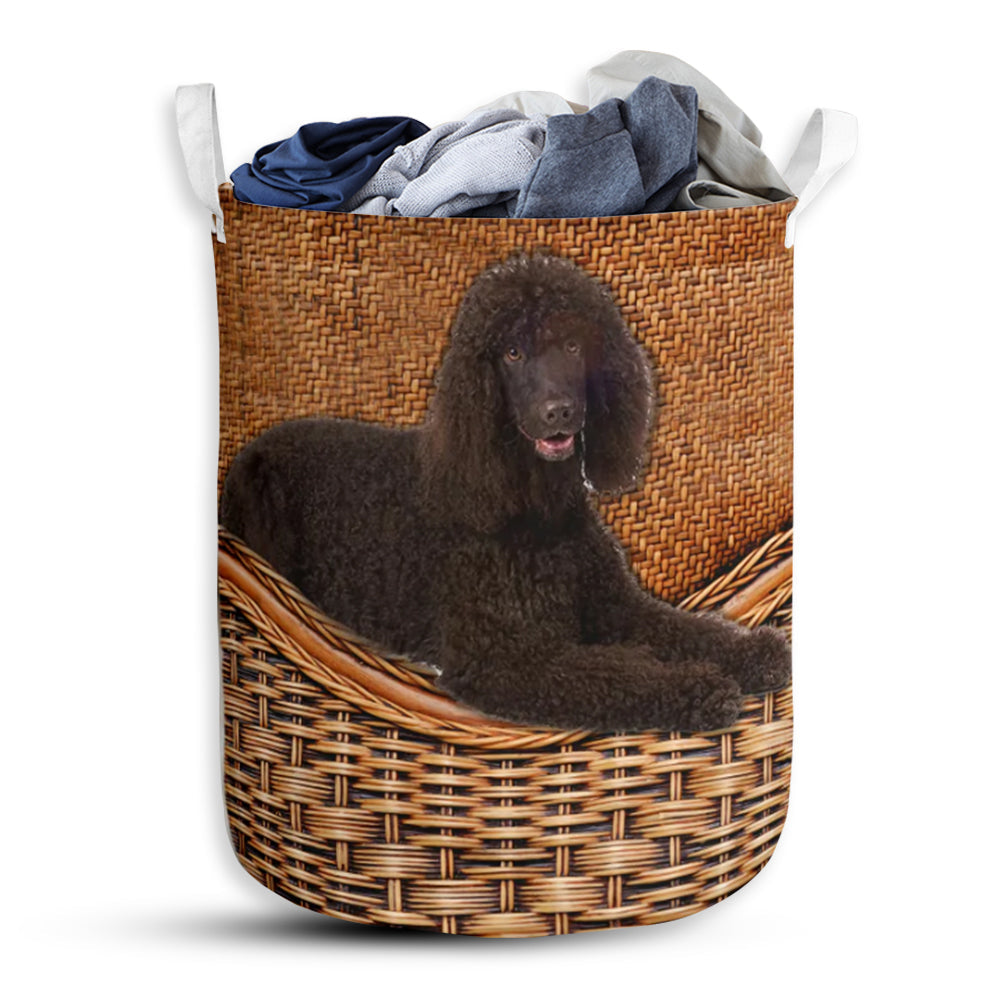 Irish Water Spaniel Dog Rattan Texture Laundry Basket For Bathroom Bedroom Storage