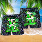 Irish Lucky Green Celebration Beach Shorts Pattern Detail For Everyday Outings And Memorable Gift Ideas
