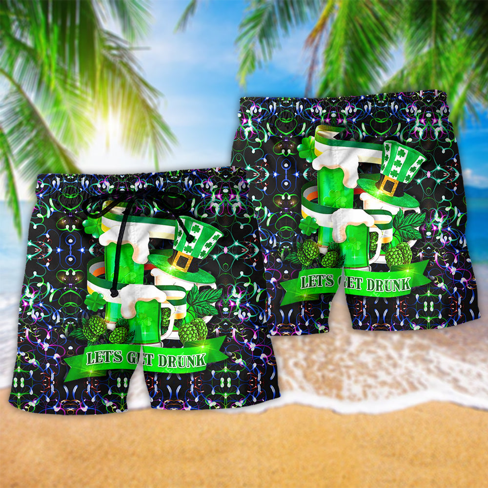 Irish Lucky Green Celebration Beach Shorts Pattern Detail For Everyday Outings And Memorable Gift Ideas