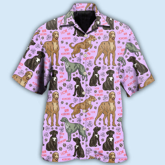 Cute Irish Wolfhound Hawaiian Shirt For Resort Trips, Coastal Parties, And Warm Weather Style