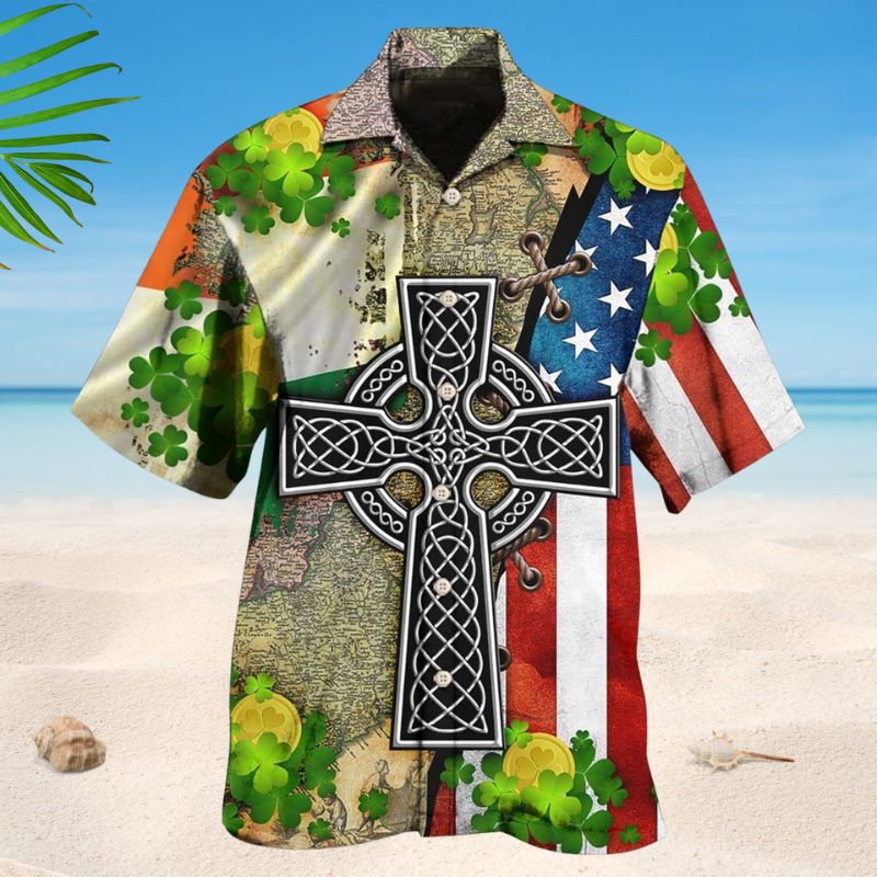 American Irish Patriot Hawaiian Shirt For Coastal Travel, Casual Events, And Comfortable Summer Wear