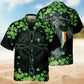 American Irish Clover Flag Hawaiian Shirt For Summer Vacation, Beach Travel, And Casual Wear