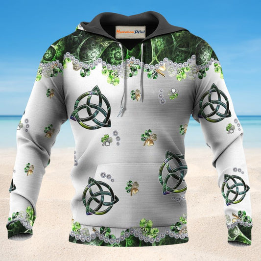 Irish Clover Metal Simple Hoodie For Everyday Streetwear Seasonal Travel And Gift Giving