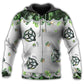 Irish Clover Metal Simple Hoodie For Everyday Streetwear Seasonal Travel And Gift Giving