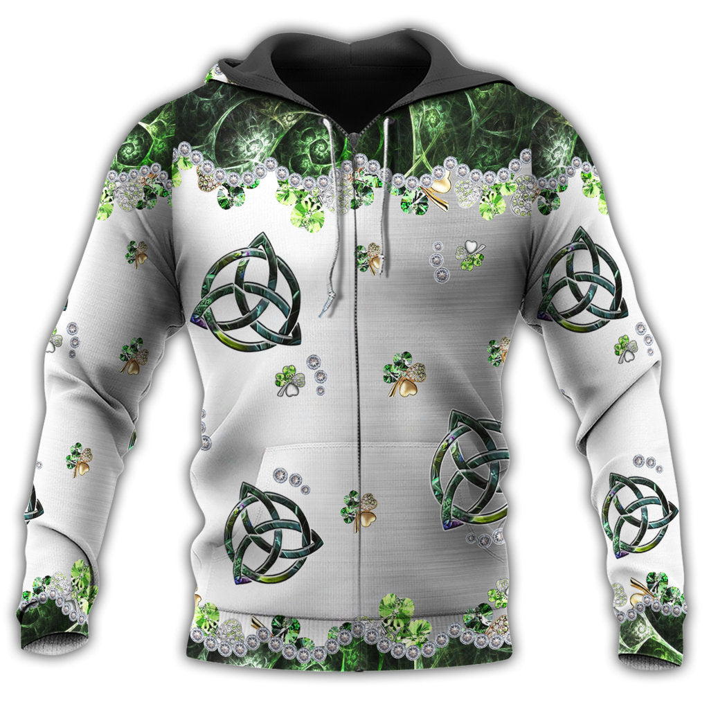 Irish Clover Metal Simple Hoodie For Everyday Streetwear Seasonal Travel And Gift Giving