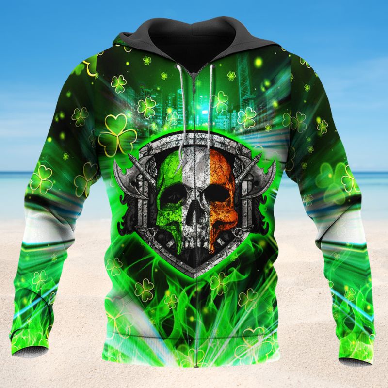 Irish Honor Brotherhood Skull Hoodie For Dark Artwork Streetwear And Relaxed Everyday Outfits