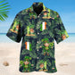 Tropical Irish Leaf Hawaiian Shirt For Summer Vacation, Beach Travel, And Casual Wear