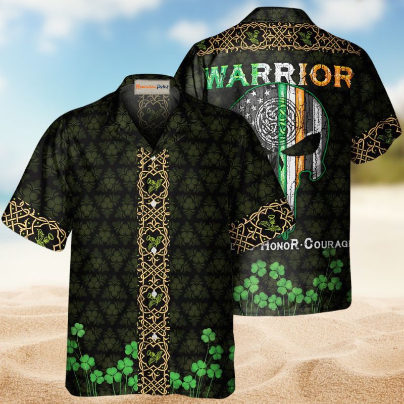 Irish Warrior Courage Hawaiian Shirt For Resort Trips, Coastal Parties, And Warm Weather Style