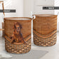 Irish Setter Dog Rattan Texture Laundry Basket For Room Home Organizer