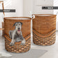 Irish Wolfhound Dog Rattan Texture Laundry Basket For Room Home Organizer