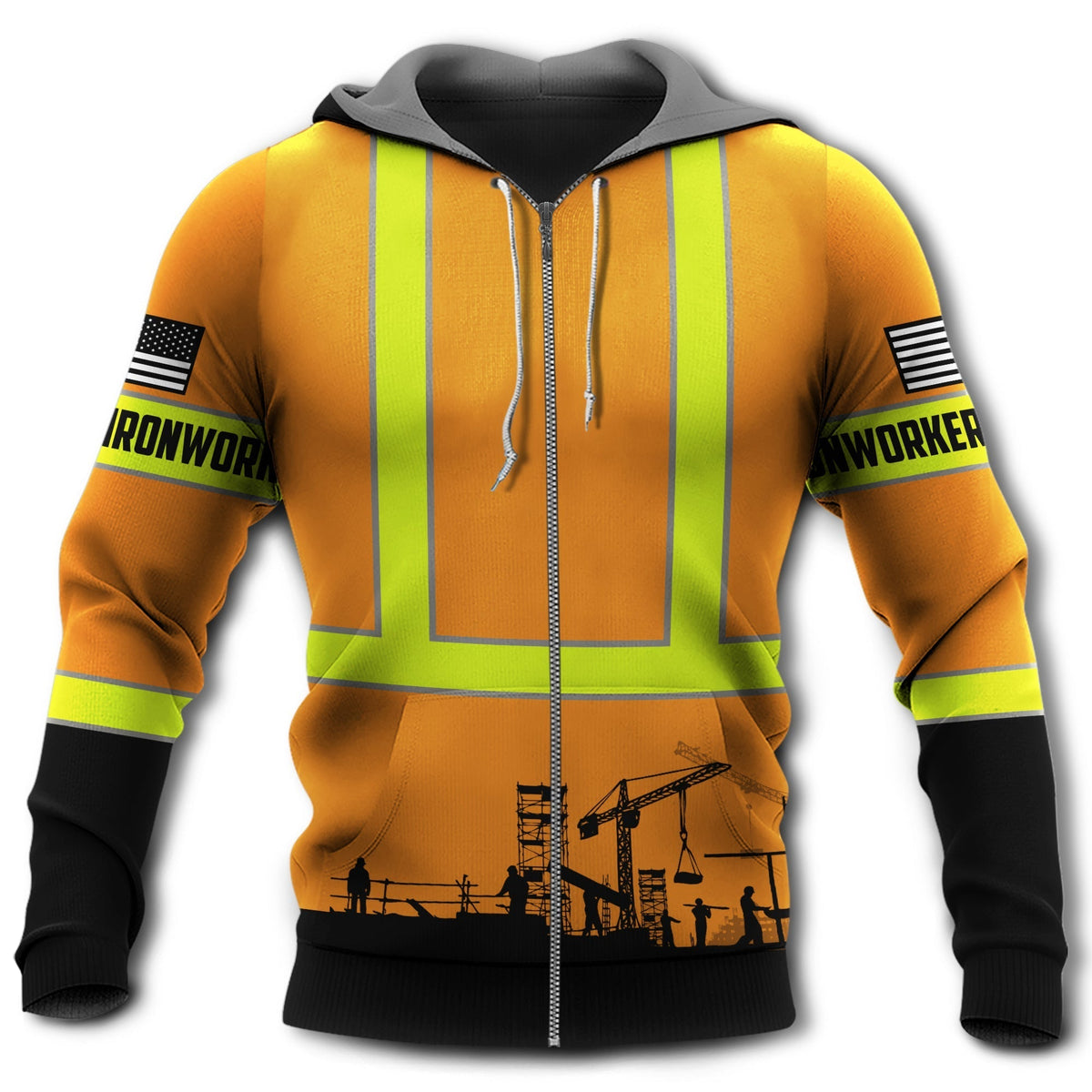 Orange Iron Worker Industrial Hoodie For Relaxed Daily Wear Weekend Outings And Thoughtful Gifting