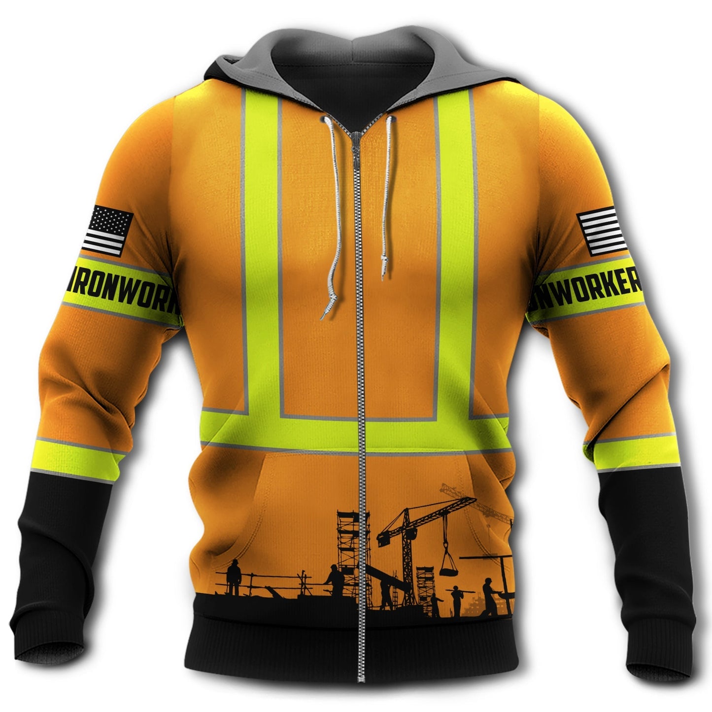 Orange Iron Worker Industrial Hoodie For Relaxed Daily Wear Weekend Outings And Thoughtful Gifting