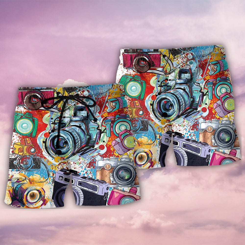 Camera World Of Photography Beach Shorts Print Detail For Beach Activities And Vacation Wear