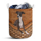Italian Greyhound Dog Rattan Texture Laundry Basket For Bathroom Bedroom Storage