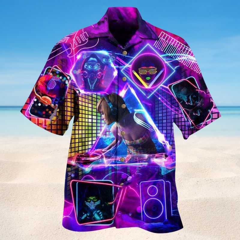 Music It Is More Than Neon Hawaiian Shirt For Music Lovers Resort Travel And Casual Warm Weather Wear