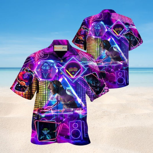 Music It Is More Than Neon Hawaiian Shirt For Music Lovers Resort Travel And Casual Warm Weather Wear