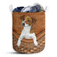 Jack Russell Dog Rattan Texture Laundry Basket For Bathroom Bedroom Storage