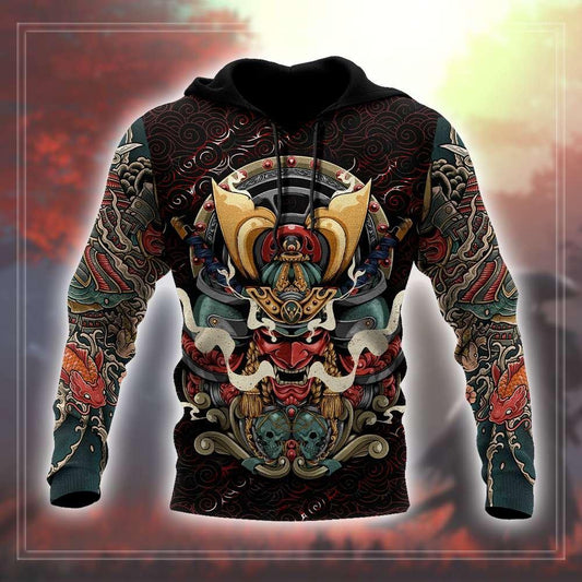 Japanese Samurai Tattoo Hoodie For Heritage Inspired Streetwear Travel And Everyday Style