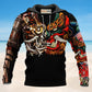 Japan Mask Tattoo Hoodie For Casual Outfits Outdoor Trips And Comfortable Layering
