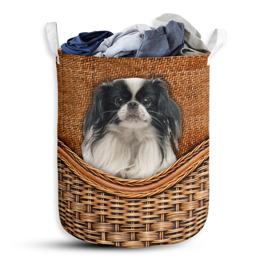 Japanese Chin Dog Rattan Texture Laundry Basket For Bathroom Bedroom Storage