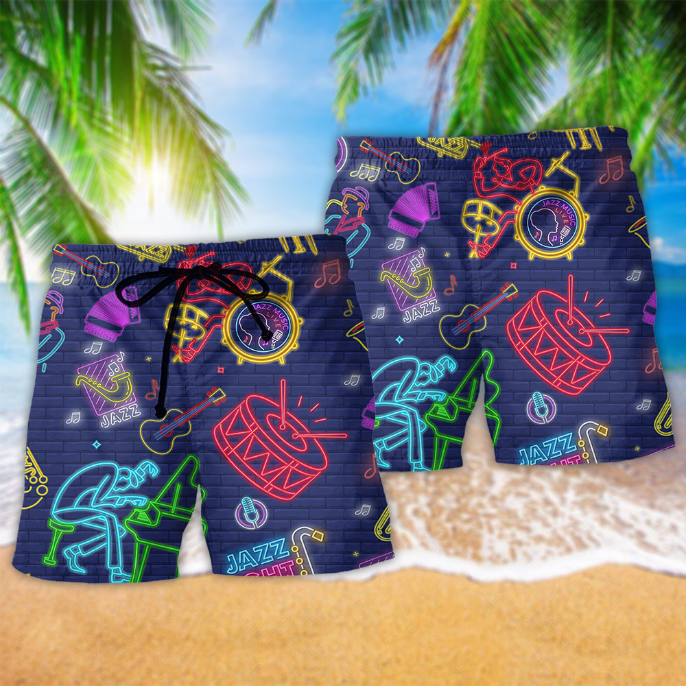 Jazz Music Is A Journey Inspirational Quote Beach Shorts Artwork View For Seaside Trips And Casual Style