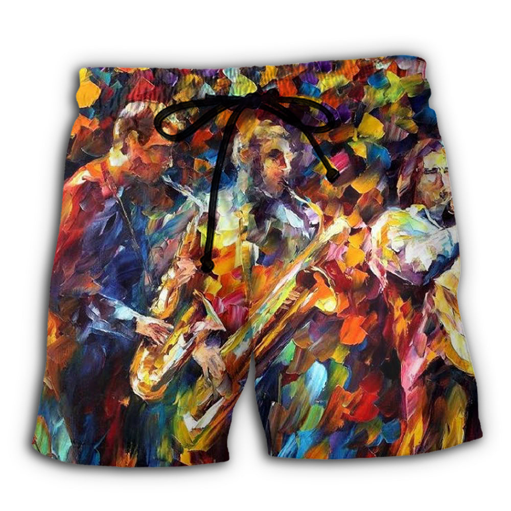 Colorful Jazz Music Beach Shorts For Summer Vacations And Thoughtful Gift Giving