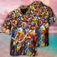 Colorful Jazz Music Pattern Hawaiian Shirt For Resort Trips, Coastal Parties, And Warm Weather Style