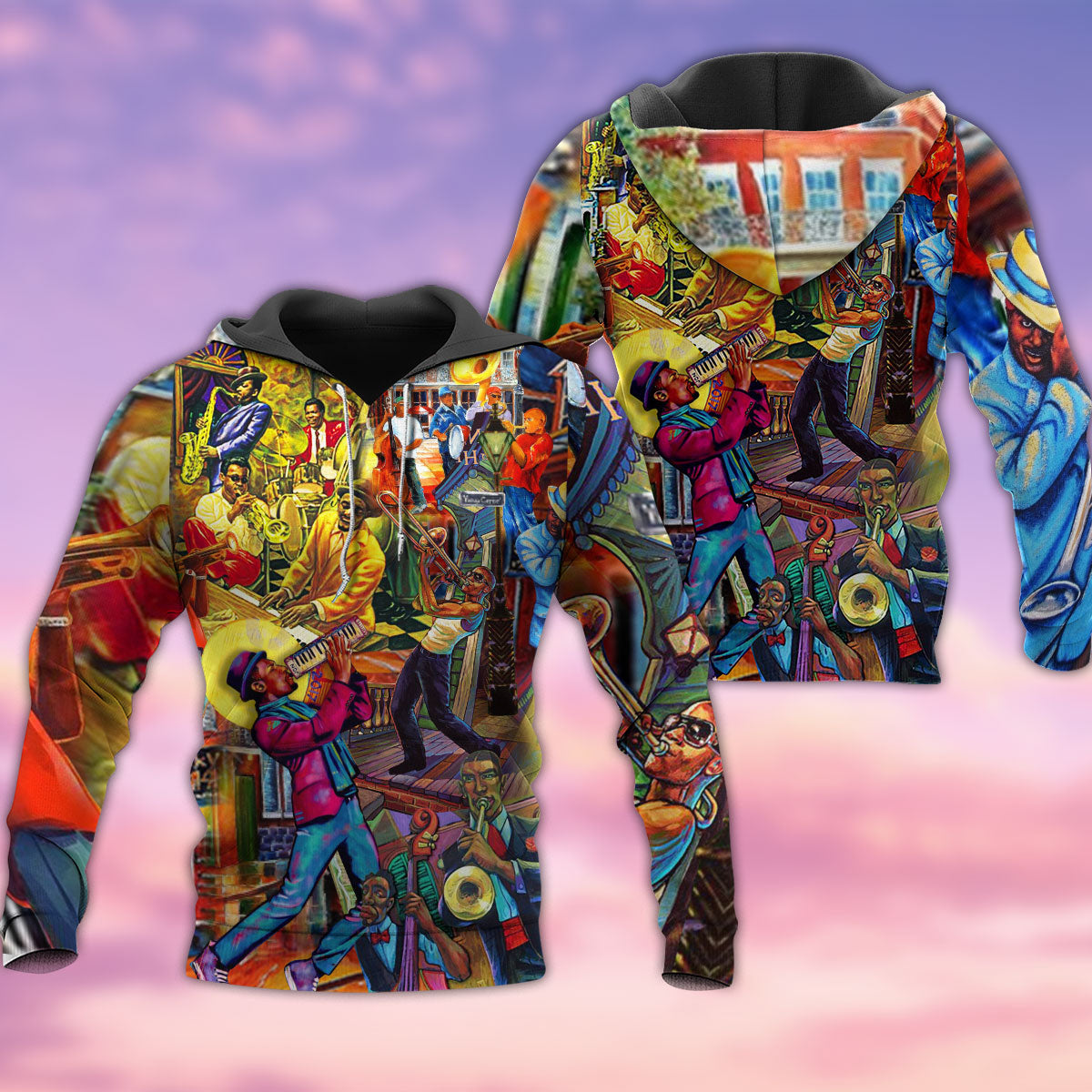 Colorful Jazz Music Hoodie For Concert Days Travel Adventures And Casual Layering