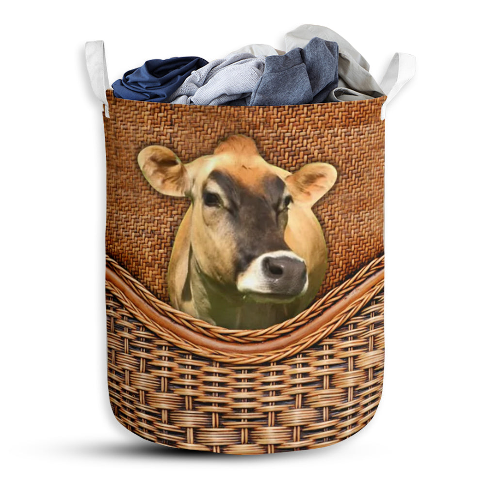 Cow Rattan Texture Laundry Basket For Bathroom Bedroom Storage