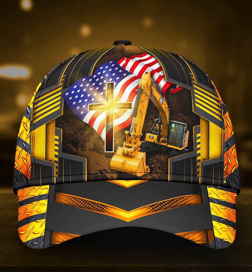 Faith American Flag Excavator Classic Cap For Casual Outfits Vacations And Everyday Styling